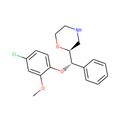 COc1cc(Cl)ccc1O[C@@H](c1ccccc1)[C@@H]1CNCCO1 ZINC000013986522