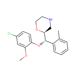 COc1cc(Cl)ccc1O[C@@H](c1ccccc1C)[C@@H]1CNCCO1 ZINC000029049907