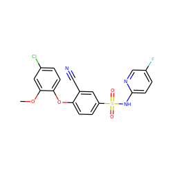 COc1cc(Cl)ccc1Oc1ccc(S(=O)(=O)Nc2ccc(F)cn2)cc1C#N ZINC000473200971