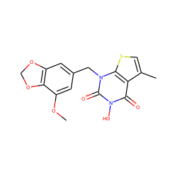 COc1cc(Cn2c(=O)n(O)c(=O)c3c(C)csc32)cc2c1OCO2 ZINC000028362005