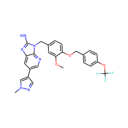 COc1cc(Cn2c(N)nc3cc(-c4cnn(C)c4)cnc32)ccc1OCc1ccc(OC(F)(F)F)cc1 ZINC000473159235
