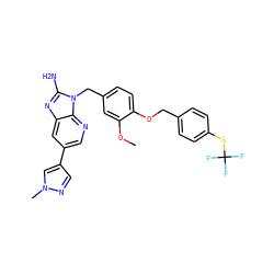COc1cc(Cn2c(N)nc3cc(-c4cnn(C)c4)cnc32)ccc1OCc1ccc(SC(F)(F)F)cc1 ZINC000473159055