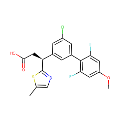 COc1cc(F)c(-c2cc(Cl)cc([C@H](CC(=O)O)c3ncc(C)s3)c2)c(F)c1 ZINC001772597089