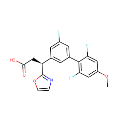 COc1cc(F)c(-c2cc(F)cc([C@H](CC(=O)O)c3ncco3)c2)c(F)c1 ZINC001772612467