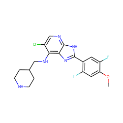 COc1cc(F)c(-c2nc3c(NCC4CCNCC4)c(Cl)cnc3[nH]2)cc1F ZINC000653786556