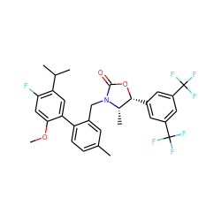 COc1cc(F)c(C(C)C)cc1-c1ccc(C)cc1CN1C(=O)O[C@H](c2cc(C(F)(F)F)cc(C(F)(F)F)c2)[C@@H]1C ZINC000082157506