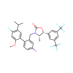 COc1cc(F)c(C(C)C)cc1-c1ccc(I)cc1CN1C(=O)O[C@H](c2cc(C(F)(F)F)cc(C(F)(F)F)c2)[C@@H]1C ZINC000082164852