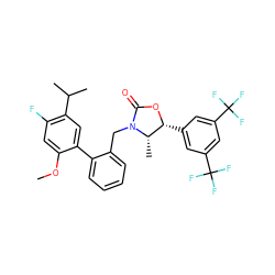 COc1cc(F)c(C(C)C)cc1-c1ccccc1CN1C(=O)O[C@H](c2cc(C(F)(F)F)cc(C(F)(F)F)c2)[C@@H]1C ZINC000073223373