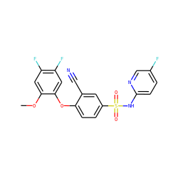 COc1cc(F)c(F)cc1Oc1ccc(S(=O)(=O)Nc2ccc(F)cn2)cc1C#N ZINC000473200937