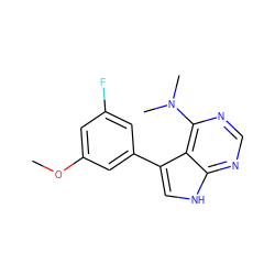 COc1cc(F)cc(-c2c[nH]c3ncnc(N(C)C)c23)c1 ZINC000224869076