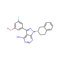 COc1cc(F)cc(-c2nn([C@H]3CCc4ccccc4C3)c3ncnc(N)c23)c1 ZINC001772628800