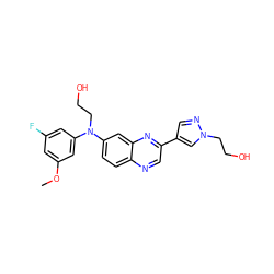 COc1cc(F)cc(N(CCO)c2ccc3ncc(-c4cnn(CCO)c4)nc3c2)c1 ZINC000219356955