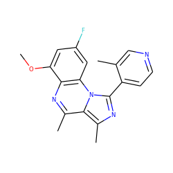 COc1cc(F)cc2c1nc(C)c1c(C)nc(-c3ccncc3C)n12 ZINC000072315641