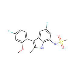 COc1cc(F)ccc1-c1c(C)[nH]c2c(NS(C)(=O)=O)cc(F)cc12 ZINC000473109475