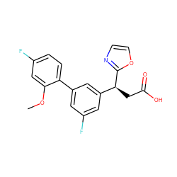 COc1cc(F)ccc1-c1cc(F)cc([C@H](CC(=O)O)c2ncco2)c1 ZINC001772600748