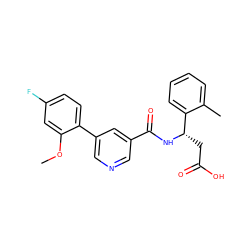 COc1cc(F)ccc1-c1cncc(C(=O)N[C@@H](CC(=O)O)c2ccccc2C)c1 ZINC000261154860