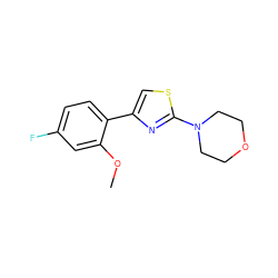 COc1cc(F)ccc1-c1csc(N2CCOCC2)n1 ZINC000299824782