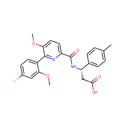 COc1cc(F)ccc1-c1nc(C(=O)N[C@@H](CC(=O)O)c2ccc(C)cc2)ccc1OC ZINC000203878088