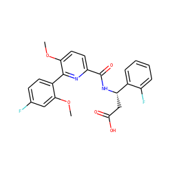 COc1cc(F)ccc1-c1nc(C(=O)N[C@@H](CC(=O)O)c2ccccc2F)ccc1OC ZINC000203329360