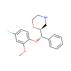 COc1cc(F)ccc1O[C@@H](c1ccccc1)[C@@H]1CNCCO1 ZINC000029048524