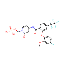 COc1cc(F)ccc1Oc1cc(C(F)(F)C(F)(F)F)ccc1C(=O)Nc1ccn(COP(=O)(O)O)c(=O)c1 ZINC001772633003