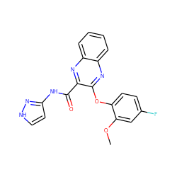 COc1cc(F)ccc1Oc1nc2ccccc2nc1C(=O)Nc1cc[nH]n1 ZINC000143402425