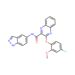 COc1cc(F)ccc1Oc1nc2ccccc2nc1C(=O)Nc1ccc2[nH]ncc2c1 ZINC000143357797