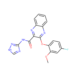 COc1cc(F)ccc1Oc1nc2ccccc2nc1C(=O)Nc1nc[nH]n1 ZINC000143215390