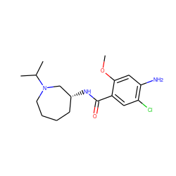 COc1cc(N)c(Cl)cc1C(=O)N[C@@H]1CCCCN(C(C)C)C1 ZINC000027710267