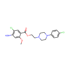 COc1cc(N)c(Cl)cc1C(=O)OCCN1CCN(c2ccc(Cl)cc2)CC1 ZINC000013813897