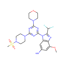 COc1cc(N)cc2c1nc(C(F)F)n2-c1nc(N2CCOCC2)nc(N2CCN(S(C)(=O)=O)CC2)n1 ZINC000068247489