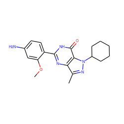 COc1cc(N)ccc1-c1nc2c(C)nn(C3CCCCC3)c2c(=O)[nH]1 ZINC000149827173