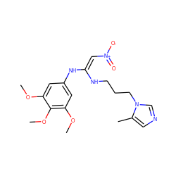 COc1cc(N/C(=C/[N+](=O)[O-])NCCCn2cncc2C)cc(OC)c1OC ZINC000139688555