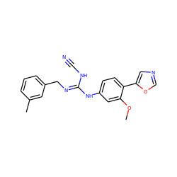 COc1cc(N/C(=N/Cc2cccc(C)c2)NC#N)ccc1-c1cnco1 ZINC000013818897