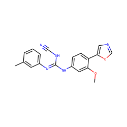 COc1cc(N/C(=N/c2cccc(C)c2)NC#N)ccc1-c1cnco1 ZINC000013818877