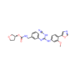 COc1cc(N/C(=N/c2cccc(CNC(=O)O[C@H]3CCOC3)c2)NC#N)ccc1-c1cnco1 ZINC000013818910