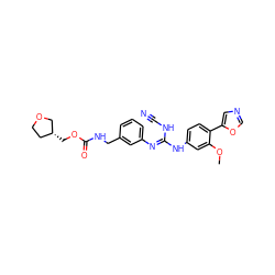 COc1cc(N/C(=N/c2cccc(CNC(=O)OC[C@@H]3CCOC3)c2)NC#N)ccc1-c1cnco1 ZINC000013818912