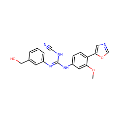 COc1cc(N/C(=N/c2cccc(CO)c2)NC#N)ccc1-c1cnco1 ZINC000013818903