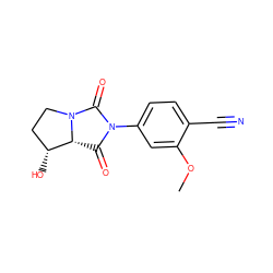 COc1cc(N2C(=O)[C@@H]3[C@H](O)CCN3C2=O)ccc1C#N ZINC000028704370