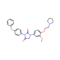 COc1cc(N2CC(=O)N(c3ccc(Oc4ccccc4)cc3)C2=O)ccc1OCCN1CCCC1 ZINC000028899177