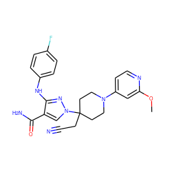 COc1cc(N2CCC(CC#N)(n3cc(C(N)=O)c(Nc4ccc(F)cc4)n3)CC2)ccn1 ZINC000205032794