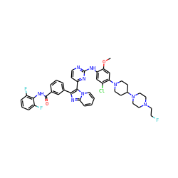 COc1cc(N2CCC(N3CCN(CCF)CC3)CC2)c(Cl)cc1Nc1nccc(-c2c(-c3cccc(C(=O)Nc4c(F)cccc4F)c3)nc3ccccn23)n1 ZINC000165092855