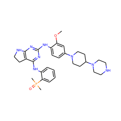 COc1cc(N2CCC(N3CCNCC3)CC2)ccc1Nc1nc2c(c(Nc3ccccc3P(C)(C)=O)n1)CCN2 ZINC000200872997