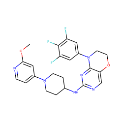 COc1cc(N2CCC(Nc3ncc4c(n3)N(c3cc(F)c(F)c(F)c3)CCO4)CC2)ccn1 ZINC000473135256