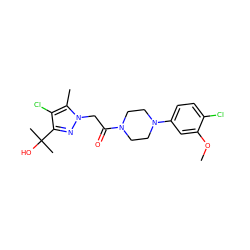 COc1cc(N2CCN(C(=O)Cn3nc(C(C)(C)O)c(Cl)c3C)CC2)ccc1Cl ZINC000095583737