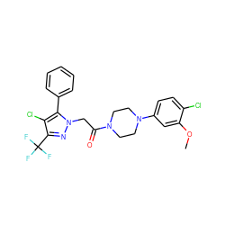 COc1cc(N2CCN(C(=O)Cn3nc(C(F)(F)F)c(Cl)c3-c3ccccc3)CC2)ccc1Cl ZINC000095584398