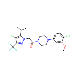 COc1cc(N2CCN(C(=O)Cn3nc(C(F)(F)F)c(Cl)c3C(C)C)CC2)ccc1Cl ZINC000095585060