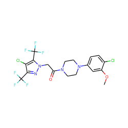 COc1cc(N2CCN(C(=O)Cn3nc(C(F)(F)F)c(Cl)c3C(F)(F)F)CC2)ccc1Cl ZINC000095584097