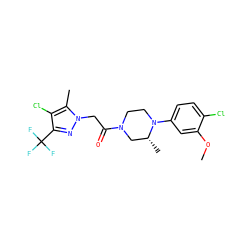 COc1cc(N2CCN(C(=O)Cn3nc(C(F)(F)F)c(Cl)c3C)C[C@H]2C)ccc1Cl ZINC000095582170