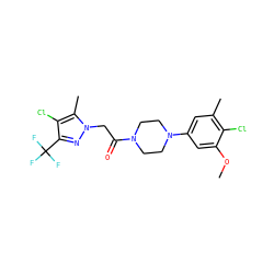 COc1cc(N2CCN(C(=O)Cn3nc(C(F)(F)F)c(Cl)c3C)CC2)cc(C)c1Cl ZINC000095585156